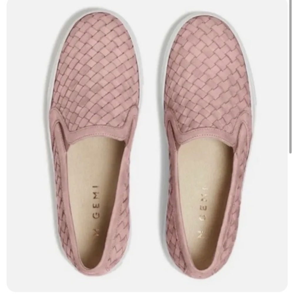 M. Gemi The Cerchio Basket Weave Leather Sneakers  Blush